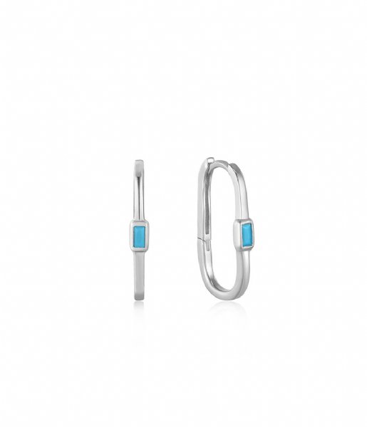 Ania Haie  Turquoise Oval Hoop Earrings Silver